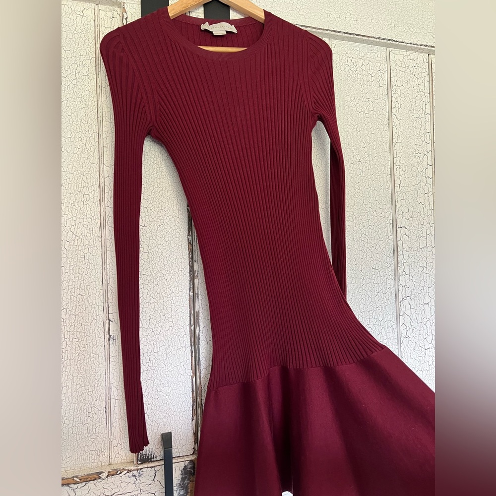Stella McCartney dropped waist ruby red dress